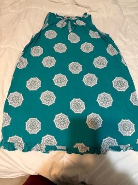 LOFT Teal and Light Aqua Tie-Front Top